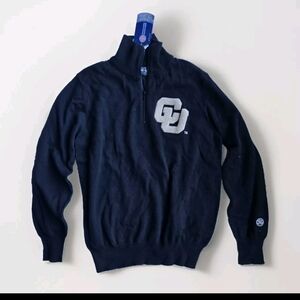 Black Zip Up Sweater with High Collar and Ribbed Cuffs